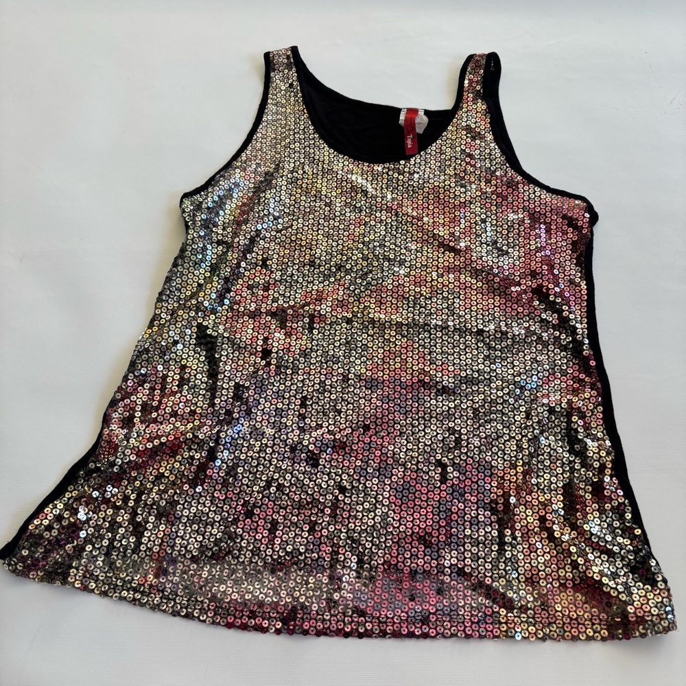 Topia sequin top gold size S M party dance glamour